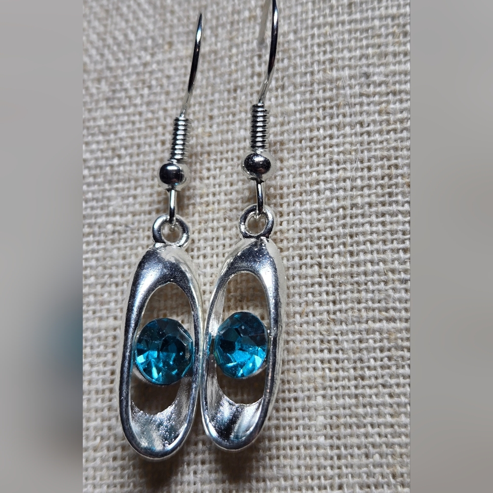 Elegant Silver and Blue Topaz Drop Pierced Earrings